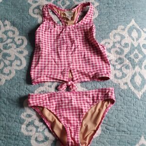 CrewCuts Pink Gingham Two-Piece Swimsuit